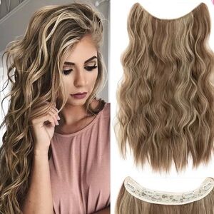 Natural Invisible Wire One Piece Clip In Hair Extensions Hidden Nano Ring